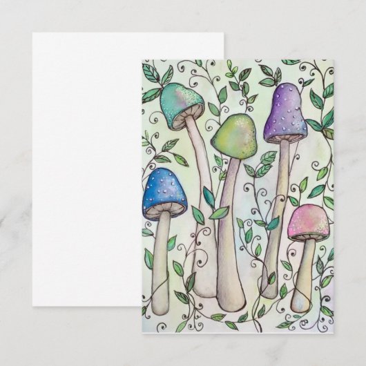 Paddenstoelen en wijnstokken notitiekaartje (Voorkant / Achterkant)