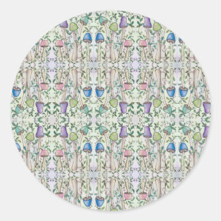 Paddenstoelen en wijnstokken ronde sticker