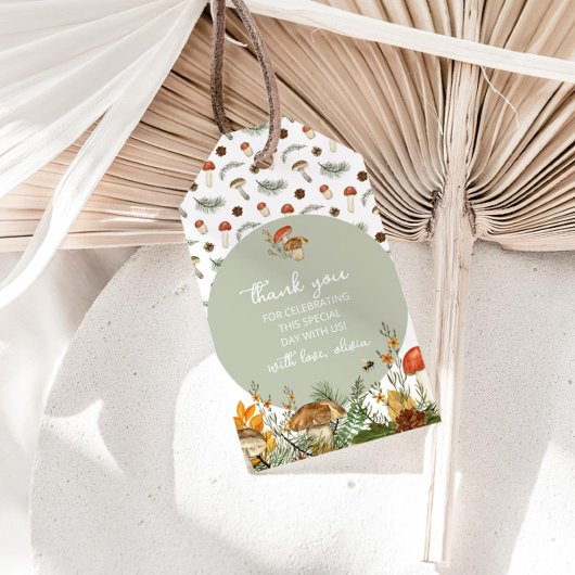 Paddenstoelen en wilde bloemen Dank u Label Cadeaulabel