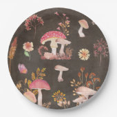 Paddenstoelen en wilde bloemen papieren bordje (Voorkant)