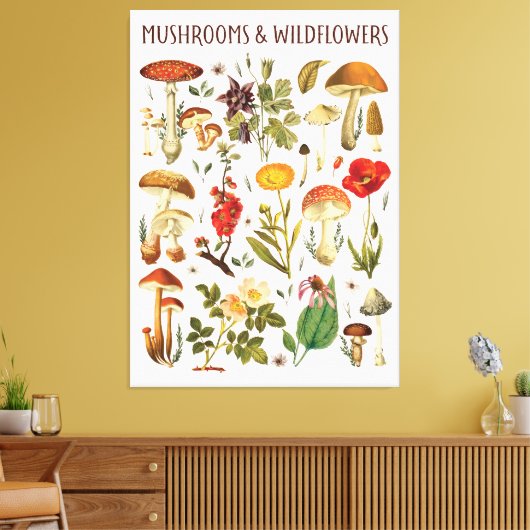  Paddenstoelen en Wildflower Chart Canvas Afdruk (Insitu (Woonkamer))