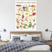  Paddenstoelen en Wildflower Chart Canvas Afdruk (Insitu (Slaapkamer))