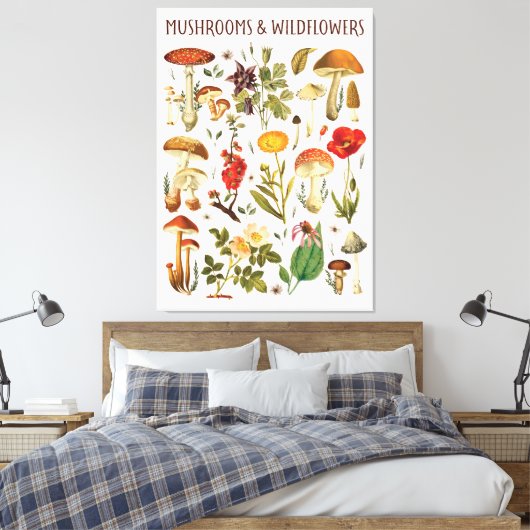  Paddenstoelen en Wildflower Chart Canvas Afdruk (Insitu (Slaapkamer))