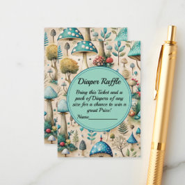 Paddenstoelen Fairyland Baby shower Luier Raffle Informatiekaartje