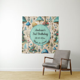 Paddenstoelen Fairyland Verjaardagsfeestje Achterg Wandkleed