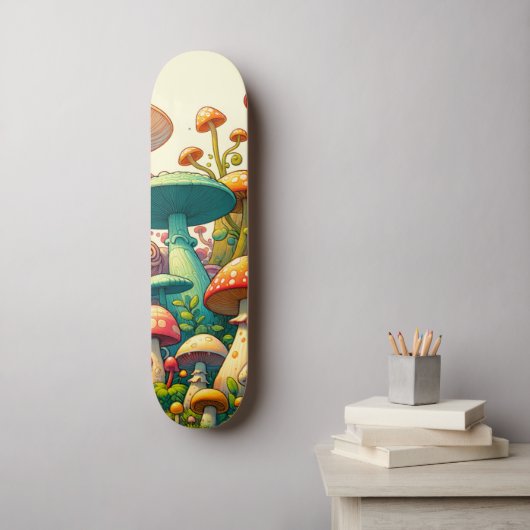 Paddenstoelen Fantasie Bos Persoonlijk Skateboard (Muurkunst)