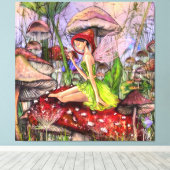 Paddenstoelen Fantasie Canvasprint Canvas Afdruk (Insitu (Houten vloer))