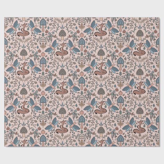 Paddenstoelen Fox & Dragonfly Cute Autumn Pattern Cadeaupapier (Vlak)