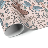 Paddenstoelen Fox & Dragonfly Cute Autumn Pattern Cadeaupapier (Rol Hoek)