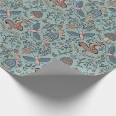 Paddenstoelen Fox & Dragonfly Cute Autumn Pattern Cadeaupapier (Hoek)