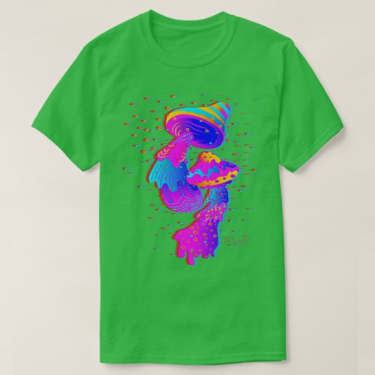 Paddenstoelen Glitch Psychedelic T-shirt (Design voorkant)