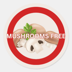 Paddenstoelen Gratis Voedsel Allergie Alert Classi Ronde Sticker