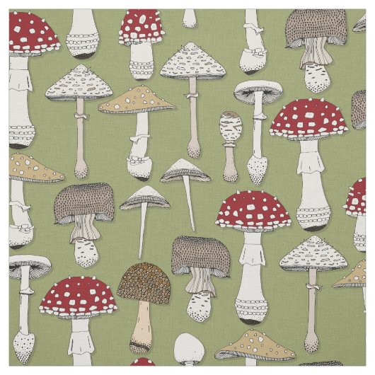 paddenstoelen groen stof (Swatch)