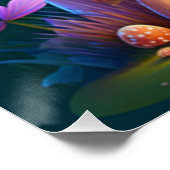 Paddenstoelen groene floralen in het veld perfect poster (Hoek)