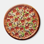 Paddenstoelen, groene paprika's en Pepperoni Pizza Magneet (Voorkant)