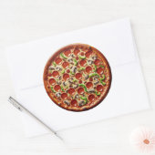 Paddenstoelen, groene paprika's en Pepperoni Pizza Ronde Sticker (Envelop)