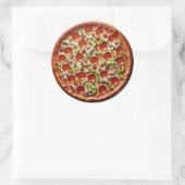 Paddenstoelen, groene paprika's en Pepperoni Pizza Ronde Sticker (Tas)