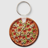 Paddenstoelen, groene paprika's en Pepperoni Pizza Sleutelhanger (Voorkant)