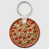 Paddenstoelen, groene paprika's en Pepperoni Pizza Sleutelhanger (Achterkant)