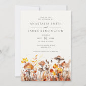 Paddenstoelen Herfst Wilde Bloemen Roest Bruiloft Kaart (Voorkant)