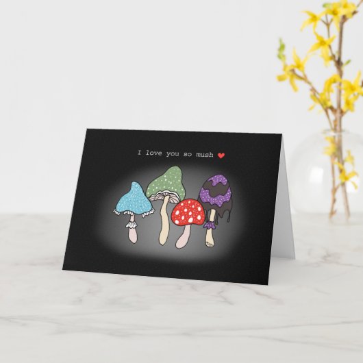 Paddenstoelen Ik hou heel veel van je grappige ver Kaart (Gele Bloem)