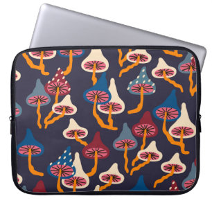 Paddenstoelen Illustratie Stof Wrapping Patroon Laptop Sleeve