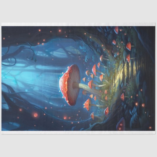 Paddenstoelen in bos 3 Decoupage papier (Voorkant)