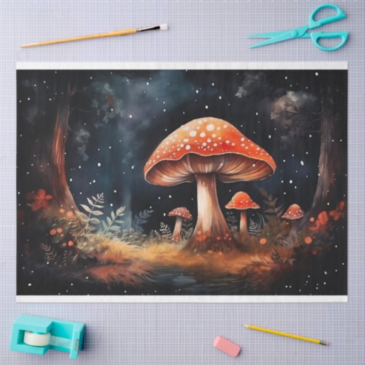 Paddenstoelen in bos 4 Decoupage papier (Craft)
