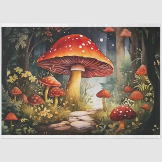 Paddenstoelen in bos 6 Decoupage papier (Voorkant)