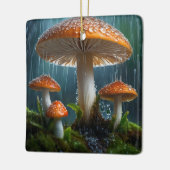 Paddenstoelen in een zware regen keramisch ornament (Links)