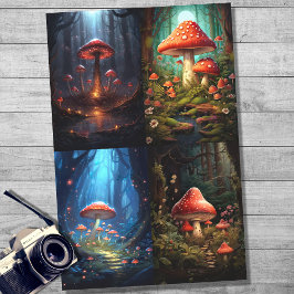 Paddenstoelen in Forest Collage 1 Decoupage Papier