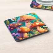 Paddenstoelen in het bos bier onderzetter (Linkerzijde)