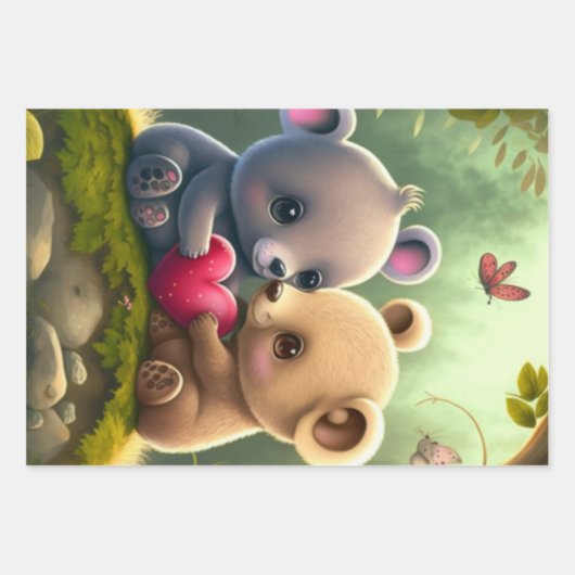 Paddenstoelen in het bos inpakpapier vel (Voorkant)