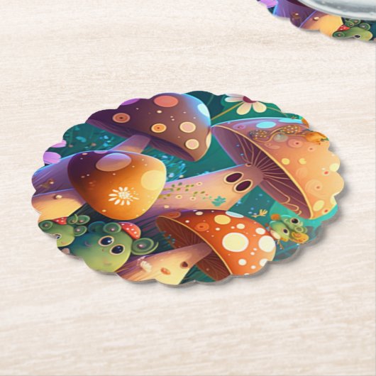 Paddenstoelen in het bos kartonnen onderzetters (Gekanteld)