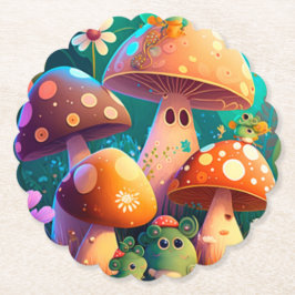 Paddenstoelen in het bos kartonnen onderzetters