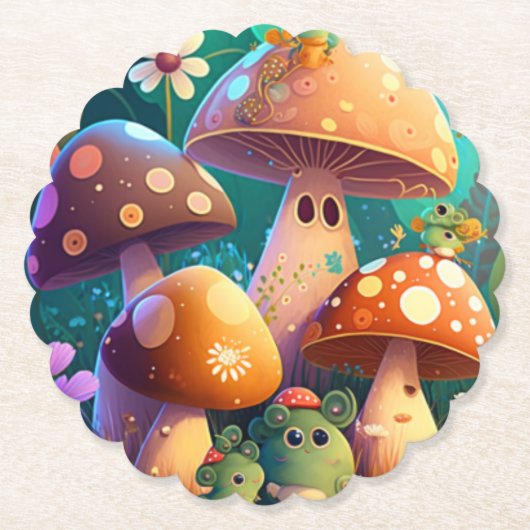 Paddenstoelen in het bos kartonnen onderzetters (Voorkant)