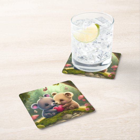 Paddenstoelen in het bos kartonnen onderzetters (Insitu)