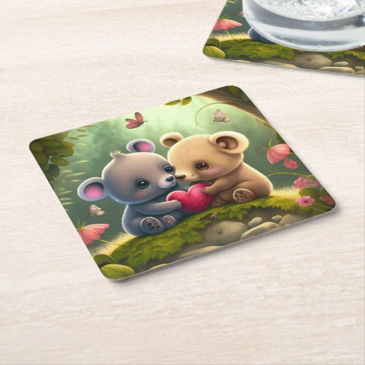 Paddenstoelen in het bos kartonnen onderzetters (Schuin)