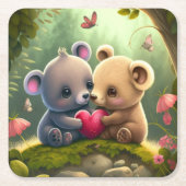 Paddenstoelen in het bos kartonnen onderzetters (Voorkant)