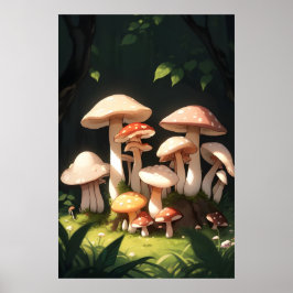 Paddenstoelen in het bos poster