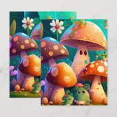 Paddenstoelen in het bos RSVP kaartje (Voorkant / Achterkant)