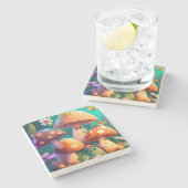 Paddenstoelen in het bos stenen onderzetter (Zijkant)