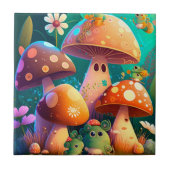 Paddenstoelen in het bos tegeltje (Voorkant)