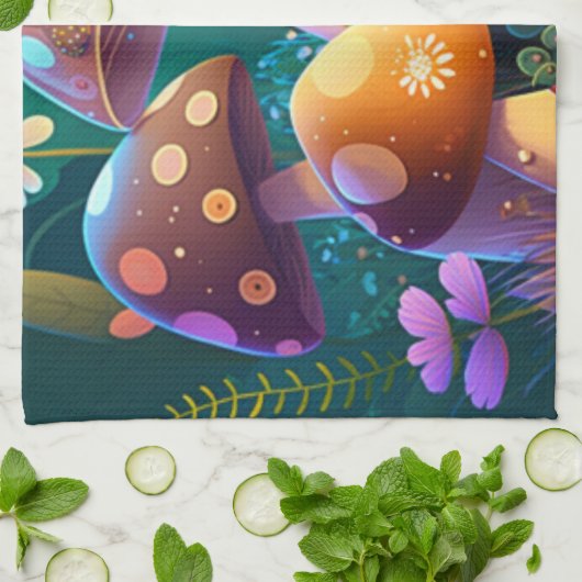 Paddenstoelen in het bos theedoek (Gevouwen)