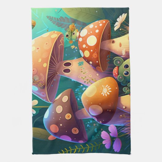 Paddenstoelen in het bos theedoek (Verticaal)