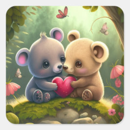 Paddenstoelen in het bos vierkante sticker