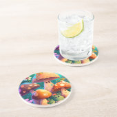 Paddenstoelen in het bos zandsteen onderzetter (Zijkant)