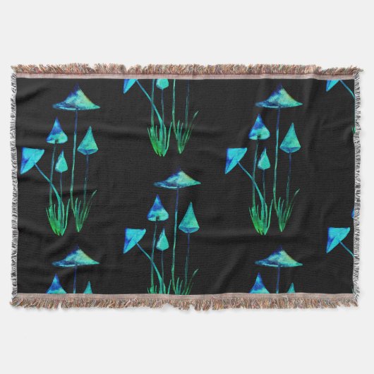 Paddenstoelen in het donker Thow Blanket gloeien Deken (Voorkant)