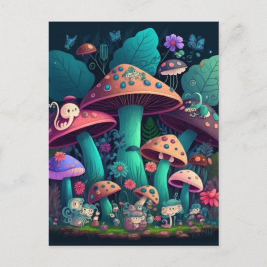 Paddenstoelen in het veld briefkaart (Voorkant)