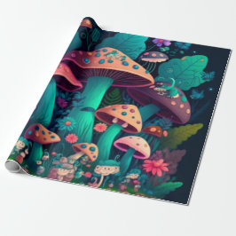 Paddenstoelen in het veld cadeaupapier